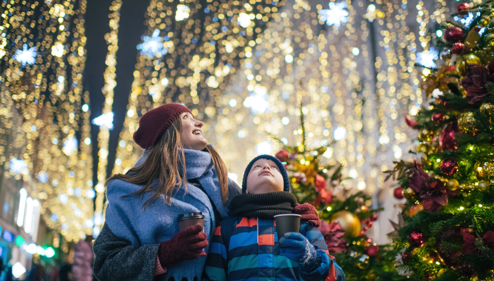 Parent and child at the holidays