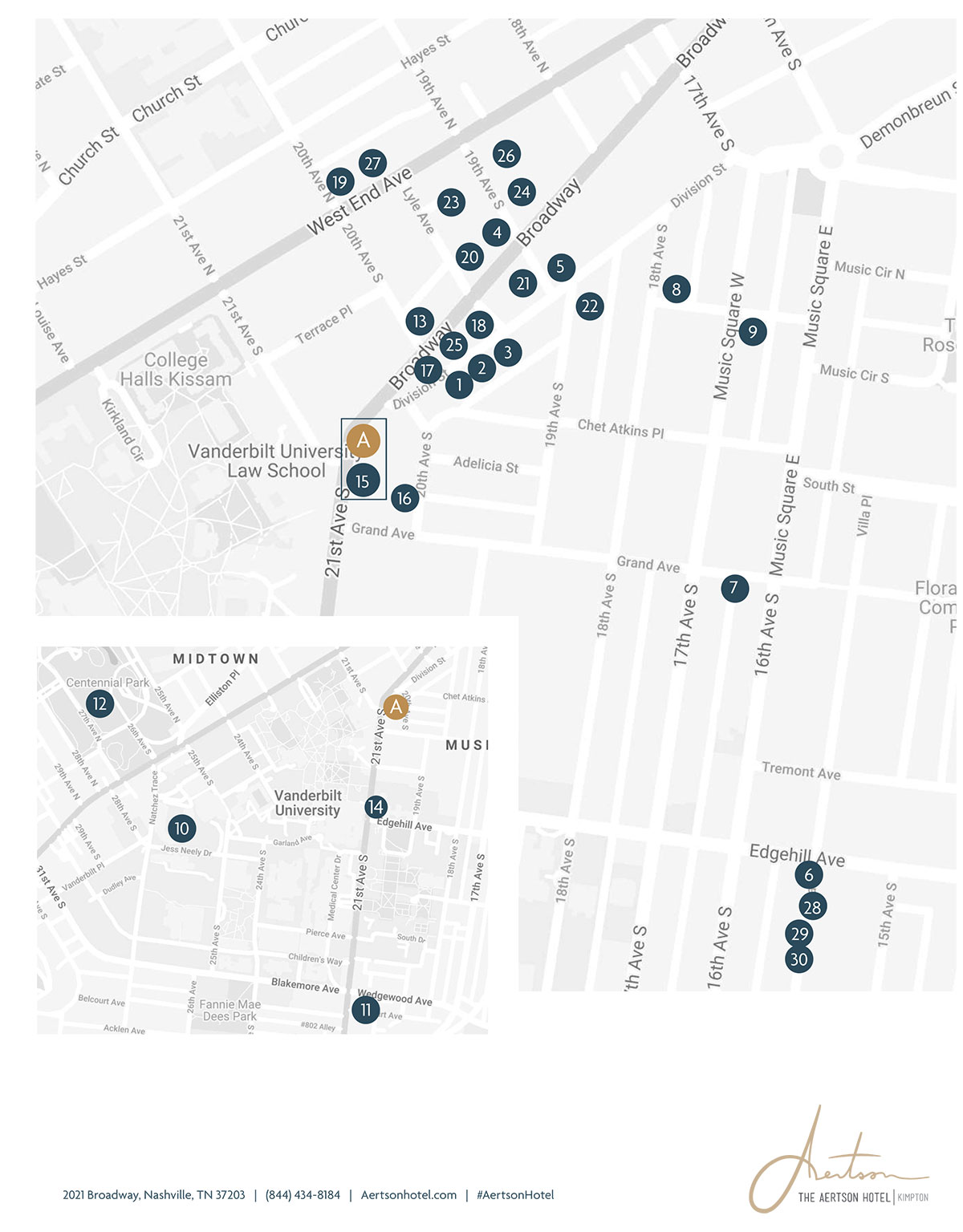Aertson's Midtown Nashville Map