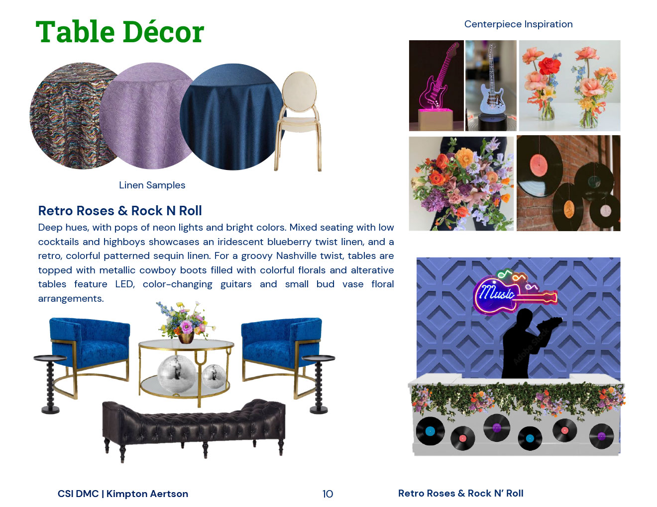 Table decor details for retro roses and rock n roll