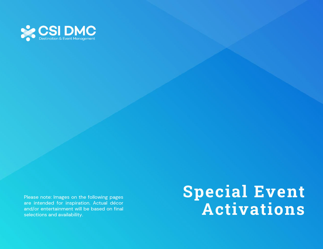 Special Event Activations cover page